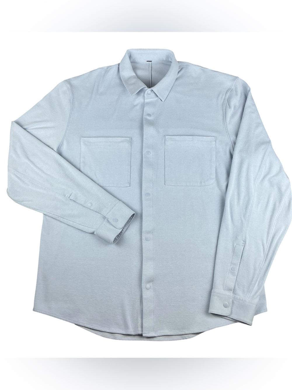 Lululemon Soft Knit Overshirt Men's 2XL Light Blue Shacket Snap Stretch Preppy